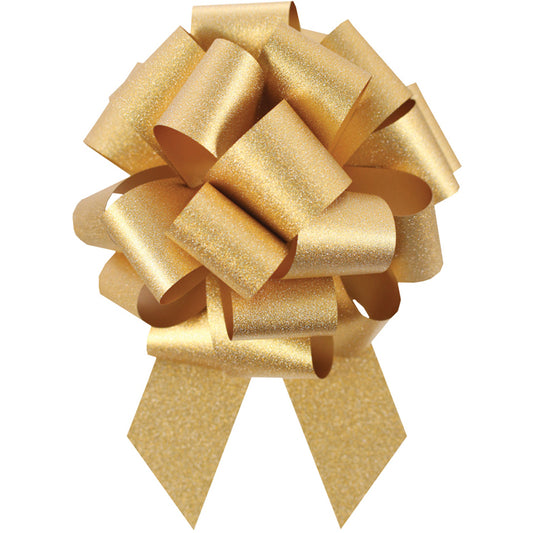 Pack of 24 - GOLD Super Glitter Perfect Bow - 5.5 x 1.5 inch 20 loop