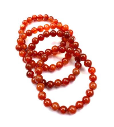 Carnelian Bracelet - 8mm Beads - GRADE AA - Approx 7.5 Inch - NEW722