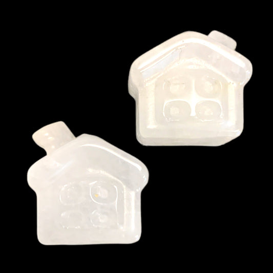 Small House Carved Clear Quartz - 1 inch - Price Each - China - NEW922