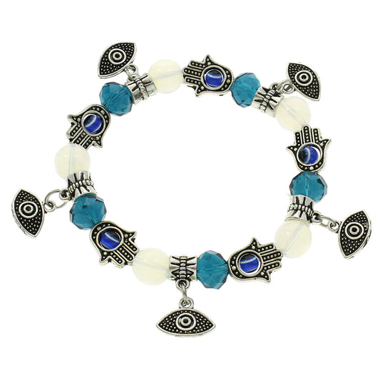 Blue Evil Eye Charm Bracelet - 10mm - NEW1021