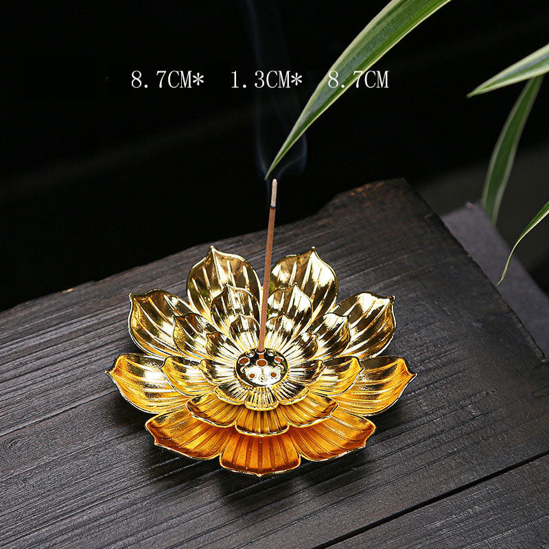 Lotus Brass Incense Burner - Gold - 8.3 cm - NEW922