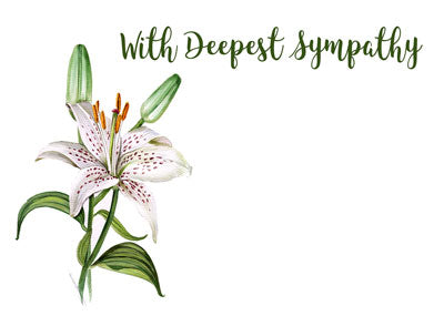 PK/50 - Flora Cards - With Deepest Sympathy - Lilies