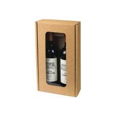 Kraft 2 Bottle Wine Gift Box with Full Front Windows 7.88″ x 3.5″ x 13.19″