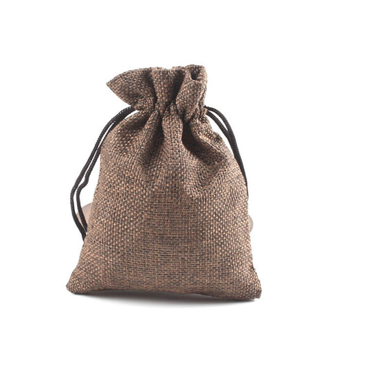 PK/10 - Coffee Brown - COTTON #5 BAGS 4 x 5.25 inch - with Draw String