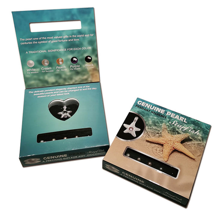 5 Pearl Set - Starfish Box with Starfish Pendant  Necklace - NEW522