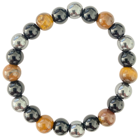 Hematite Tigers Eye & Obsidian - 8mm Bead Stretch Bracelet - 6.5 inch - China - NEW224