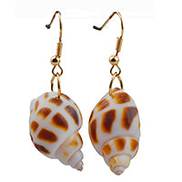 Babylonia Seashell Earrings, Zinc Alloy, gold color plated
