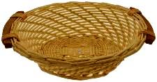 OVAL WILLOW TRAY W/WOOD HANDLES 13-5 x 12 x 3-5