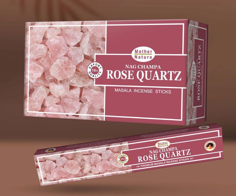 Mother Nature ROSE QUARTZ Incense Sticks - Box contains 12 x 15 gram boxes - NEW222