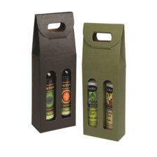 Sage Green with Groove Texture  2 Bottle Carrier for Tall Bottles 4.25″ x 2.13″ x 12″