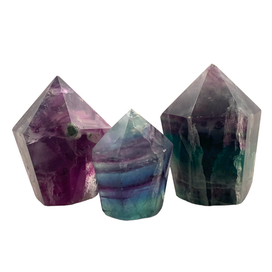 Green and Purple Fluorite Polished Cupcake Points - 1.5 to 3.5 inch - Price per gram - NEW622