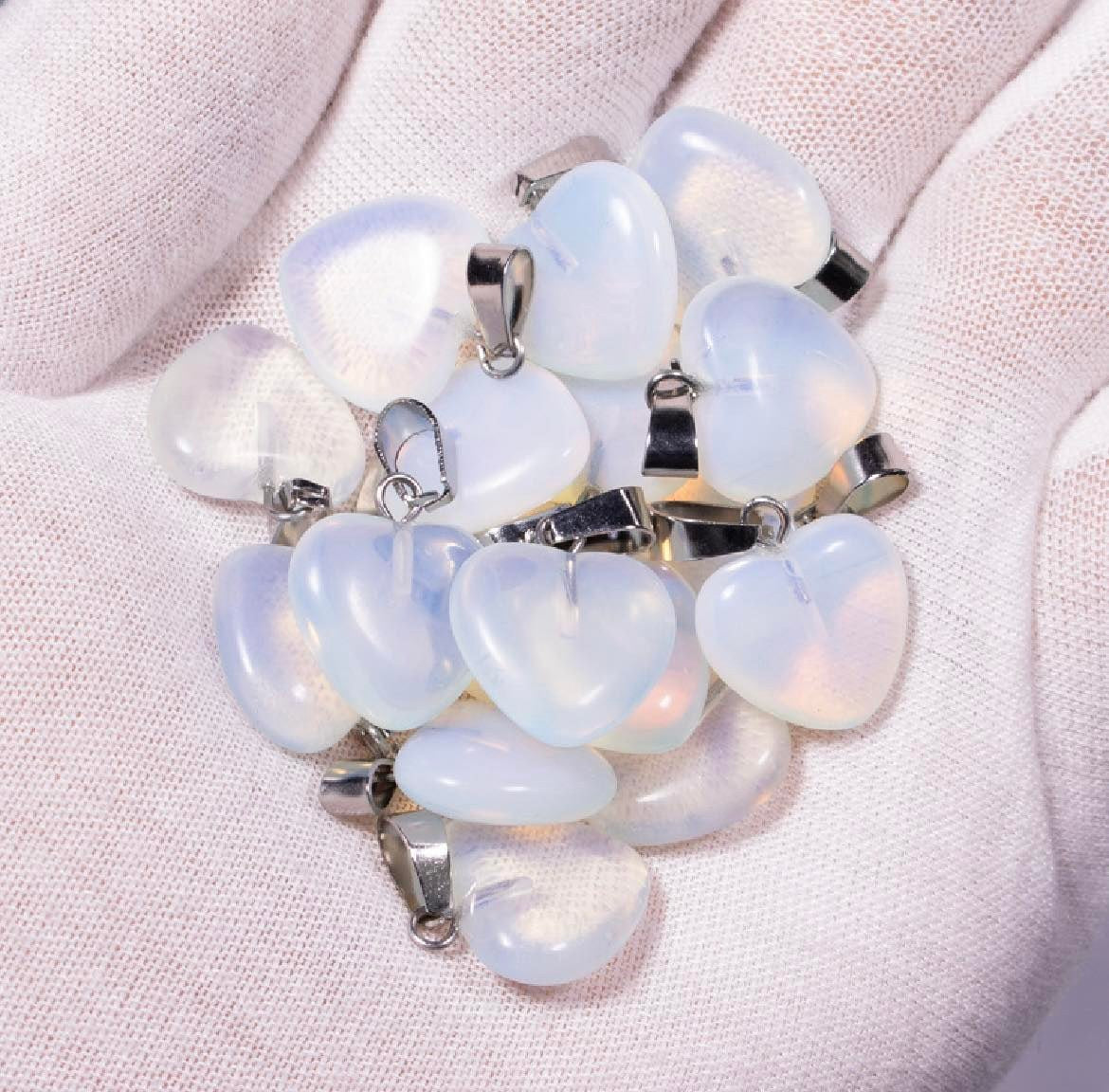 Opalite Heart Pendant - 15mm - 2g - China - NEW123 - Synthetic