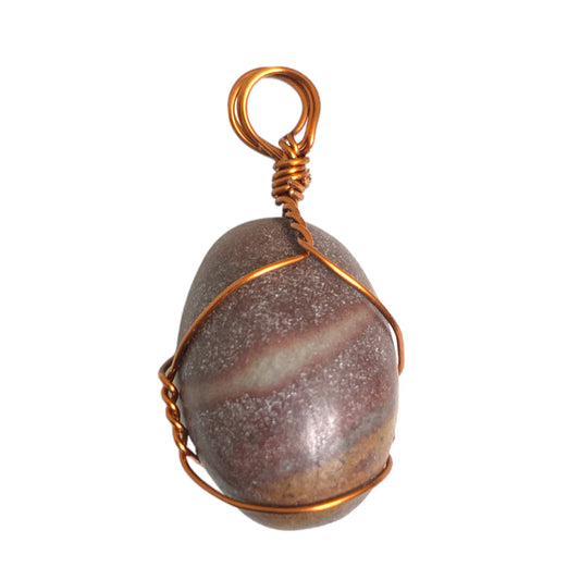 Narmada Shiva Lingam Copper Wrapped Pendant - 12g - India - NEW1021