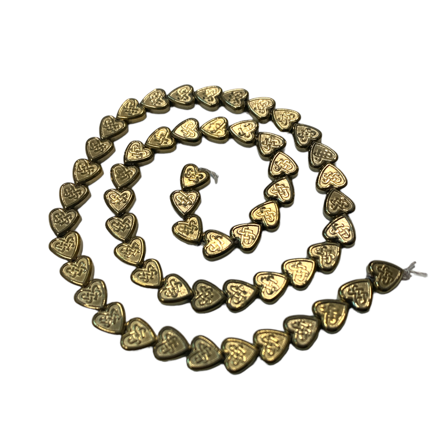 Golden Pyrite - 7mm Heart Bead Strand - 15 inch - China - NEW822