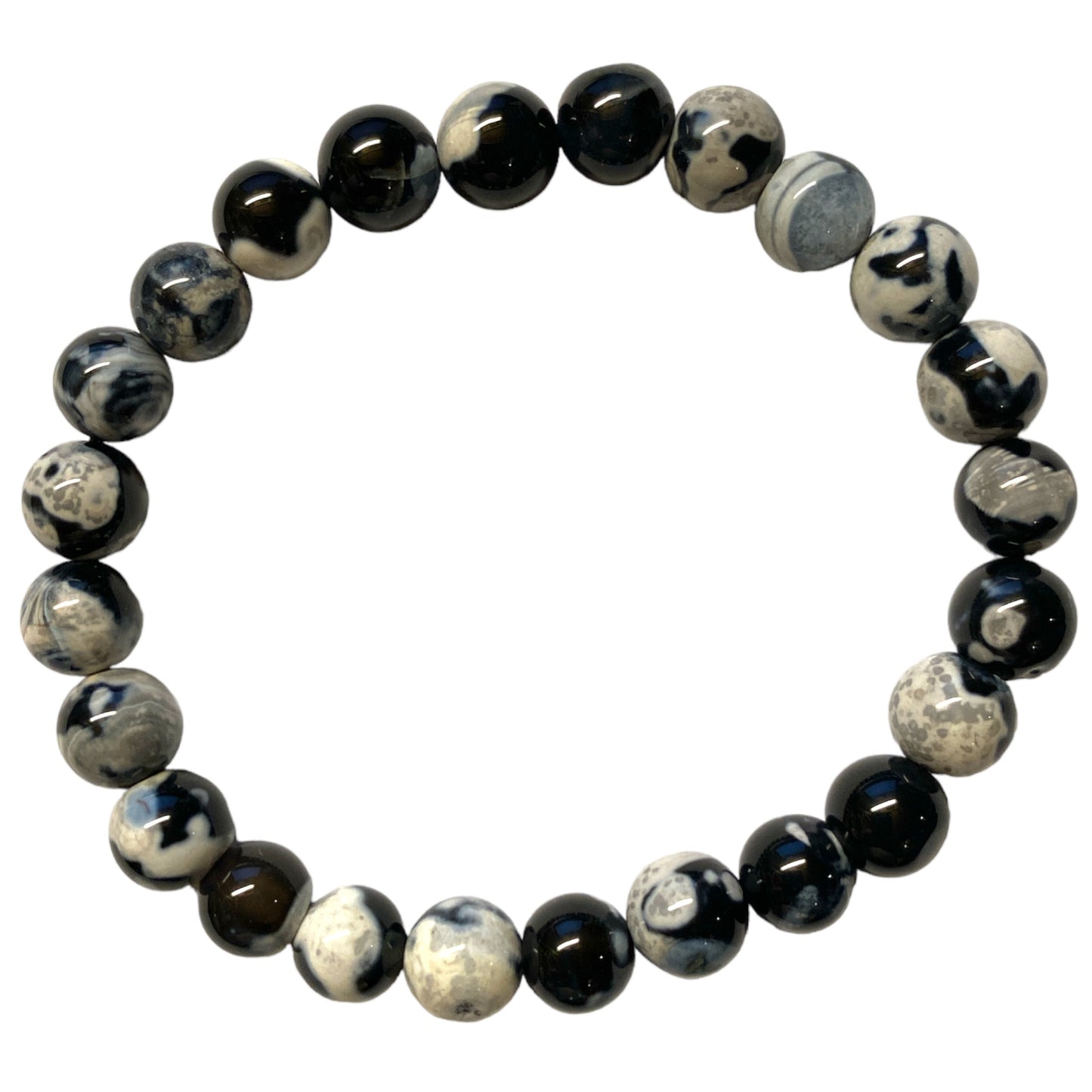 Orca Agate 8mm Bracelet - 7 inch - China - NEW323