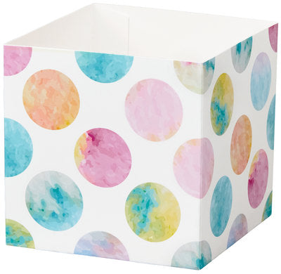 Watercolor Dots Square Party Favor Gift Box - 3 3/4 x 3 3/4 x 3 3/4 inches deep (order in 6's)