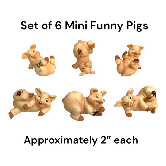 SET OF 6 MINI Funny PIGS