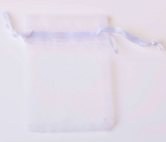 PK/100 White 2.75 x 3.5 inch ORGANZA POUCH BAG - RECTANGLE with Draw String - 7x9cm