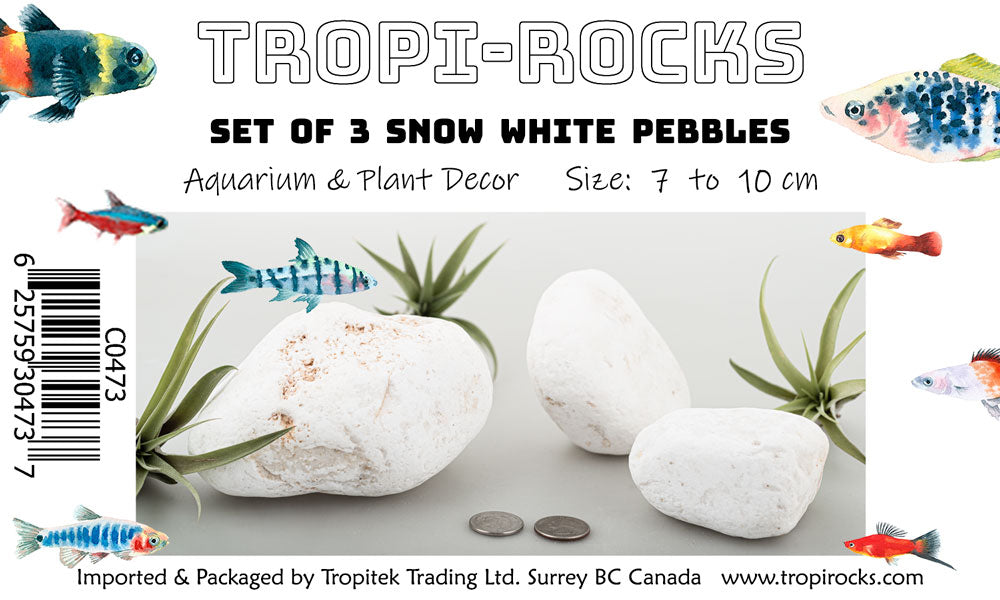 Aqua-Pack of 3 Snow White Pebbles 70-110 mm - Boxed