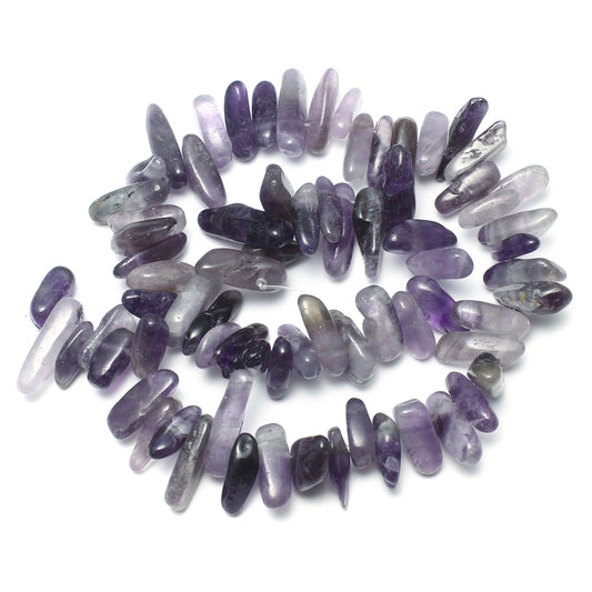 Amethyst Gemstone Bead Nuggets - 1mm Hole - 15.5 Inch Long Size:5x13x4mm to 8x30x8mm - NEW920