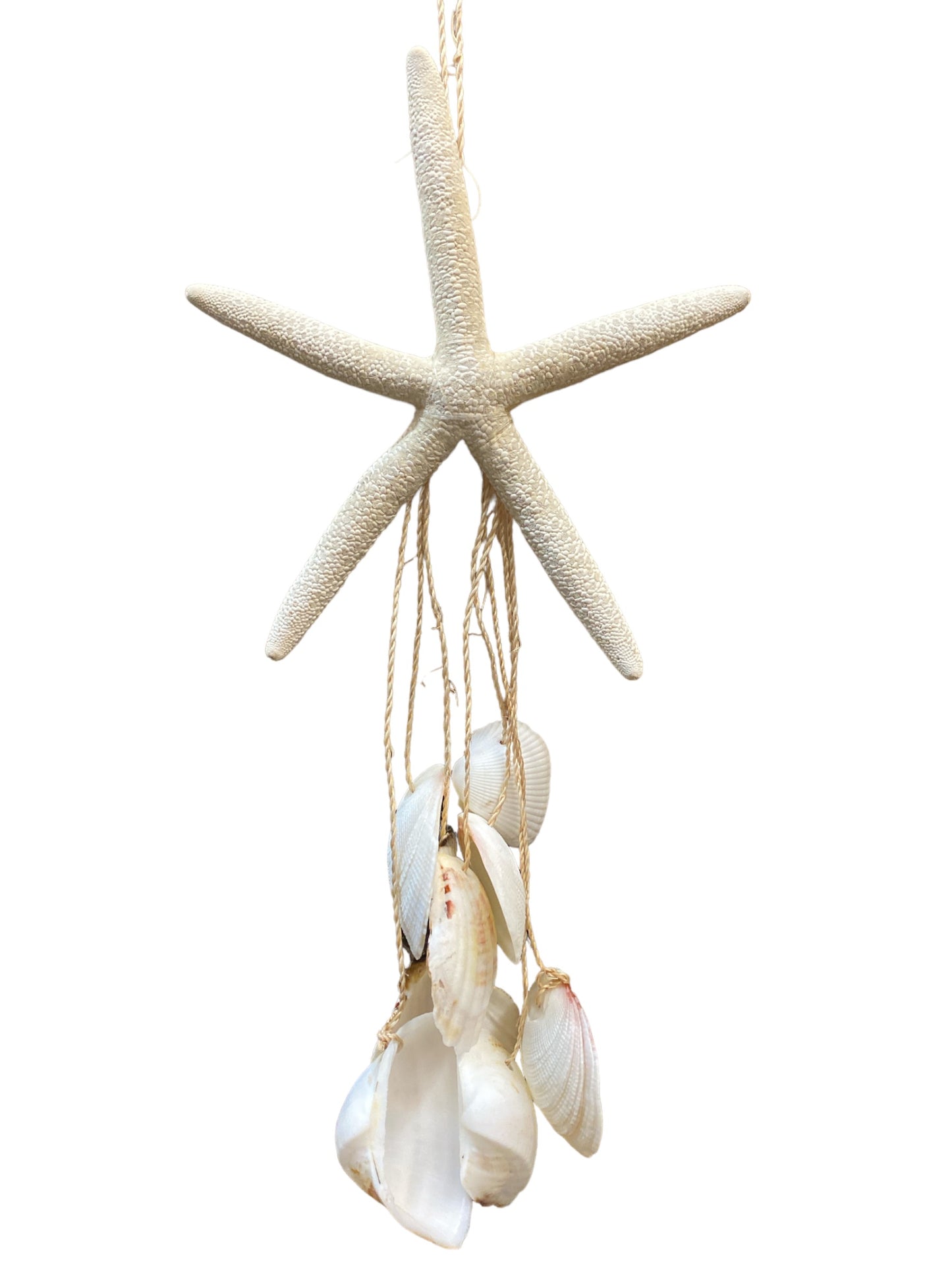 White FINGER STARFISH Chime with MIXED White SHELLS -  - NEW723