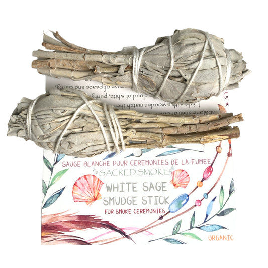Pack of 2 White Sage Torch Style4 inch Smudge Sticks Bundle Wand Packaged with Header