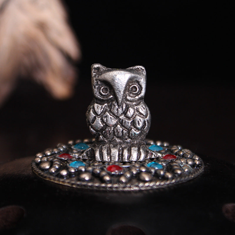 Owl Incense Burner with Santos Rose Wood Stand - Diameter 12cm