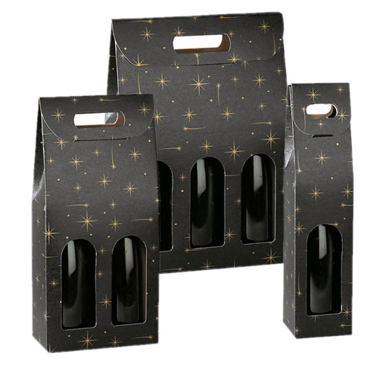 Constellation 2 WINE Bottle Carriers Linen Embossed - 7 x 3.5 x 15 inch (Order in 30's) NEW1223