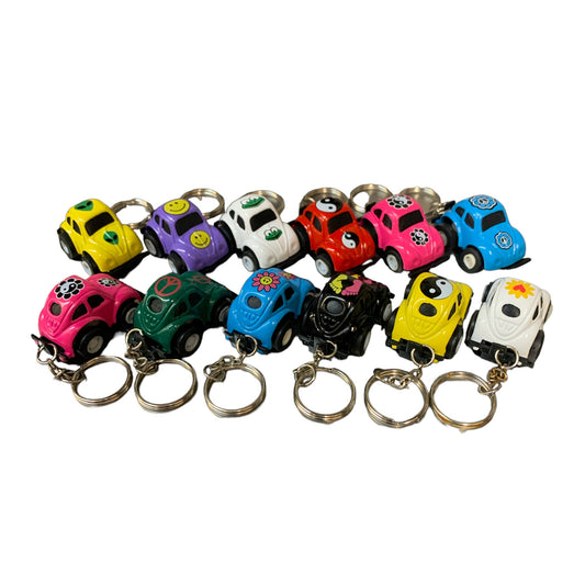 VOLKSWAGON BUG KEYCHAINS ASSORTED COLORS - Pack of 12