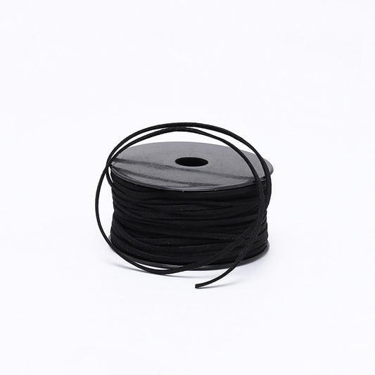 Velveteen Lace Cord - BLACK - 3x1.5mm - 46 Meters - Faux Leather Suede Cord Flat - NEW222