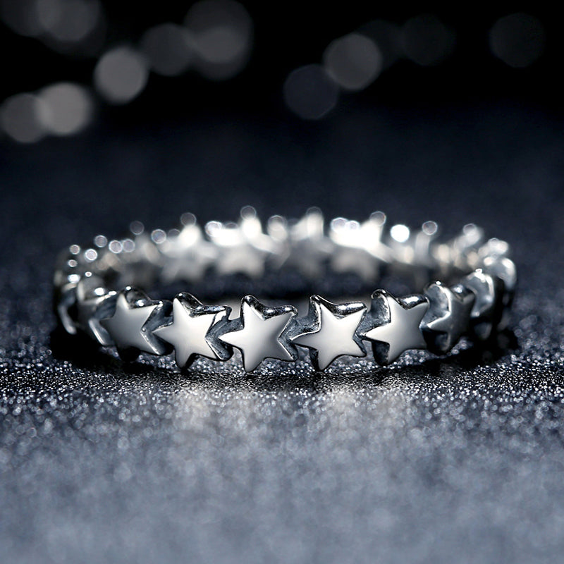 Size 7 - Star Trail Stackable Ring - Sterling Silver 925 - NEW622