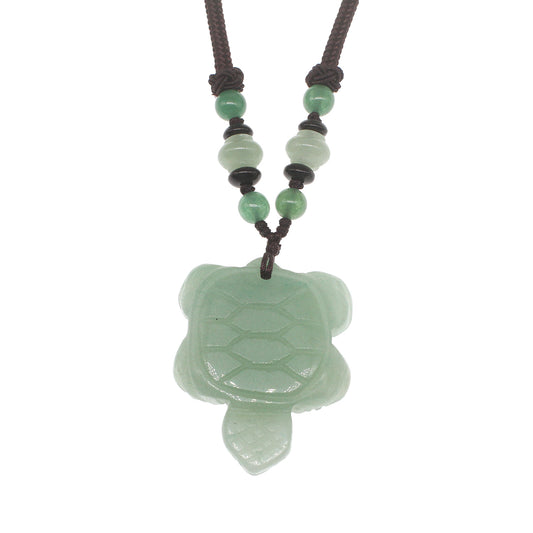 Turtle Jade Gemstone Pendant Necklace - 42x32x6mm - Length 32 inch - 24g - NEW1021