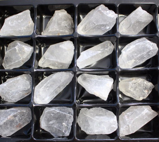 Clear Quartz Raw Flat Box - Approx. .8 kg & 24 pieces per box 19 x 15.5 cm - BRAZIL - NEW122