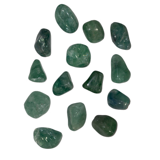 Green Fluorite Tumbled Stones 30 to 40mm - 1 LB. - China - NEW822