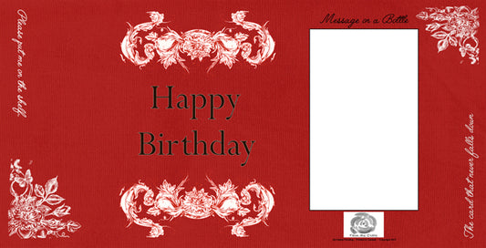 FROMME BOTTLE GREETING CARDS - HAPPY BIRTHDAY - RED - 29.5CM - 14.5CM - GIFT TAG