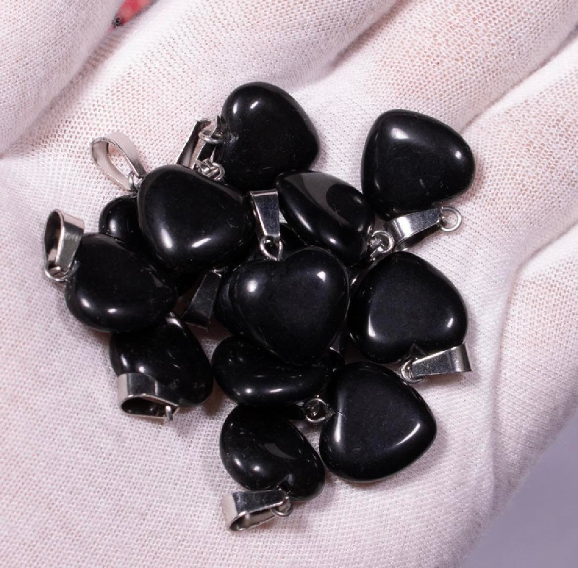 Black Obsidian Heart Pendant - 15mm - 2g - China - NEW123