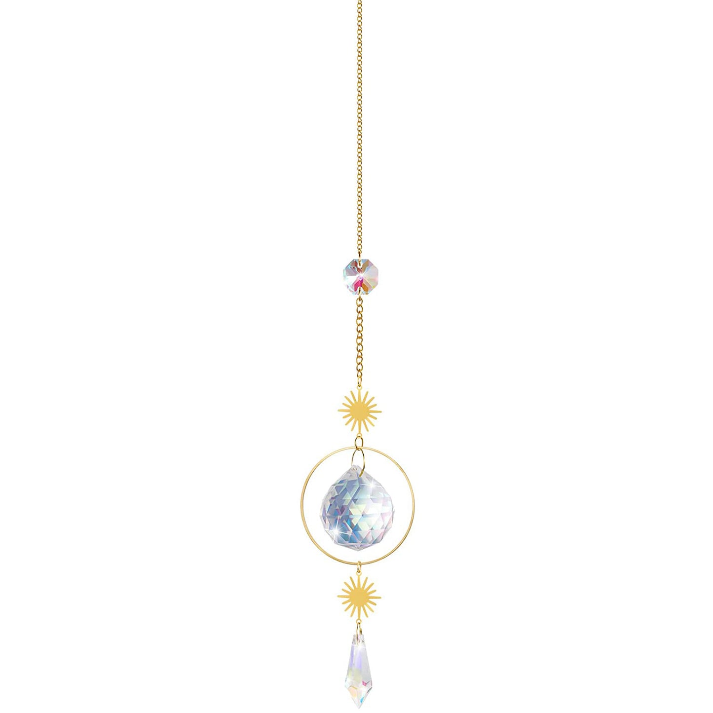 K9 Aura Crystal Hanger Suncatcher Sun Moon Star Brass Color - Long inch - China - NEW911